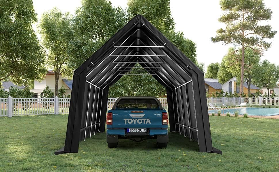 KING BIRD 13' x 20' Heavy Duty Carport Anti-Snow Carport Outdoor Storage Shelter Shed Instant Garage Car Canopy with Reinforced Ground Bars - WoodArtSupply