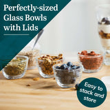 Libbey Small Glass Prep Bowl 8 Count (Pack of 1), Glass Containers with Lids Keep Leftovers Fresh, Durable Dishwasher Safe Glass Meal Prep Bowls, Glass Bowls Set for Meal Prepping, Snacks Libbey