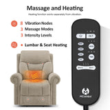 MCombo Triple Motor Power Lift Recliner Chair with Massage and Lumbar&seat Heating, Rolled Arms, Adjustable Headrest for Elderly People, Fabric 7888 (Beige, Medium) MCombo