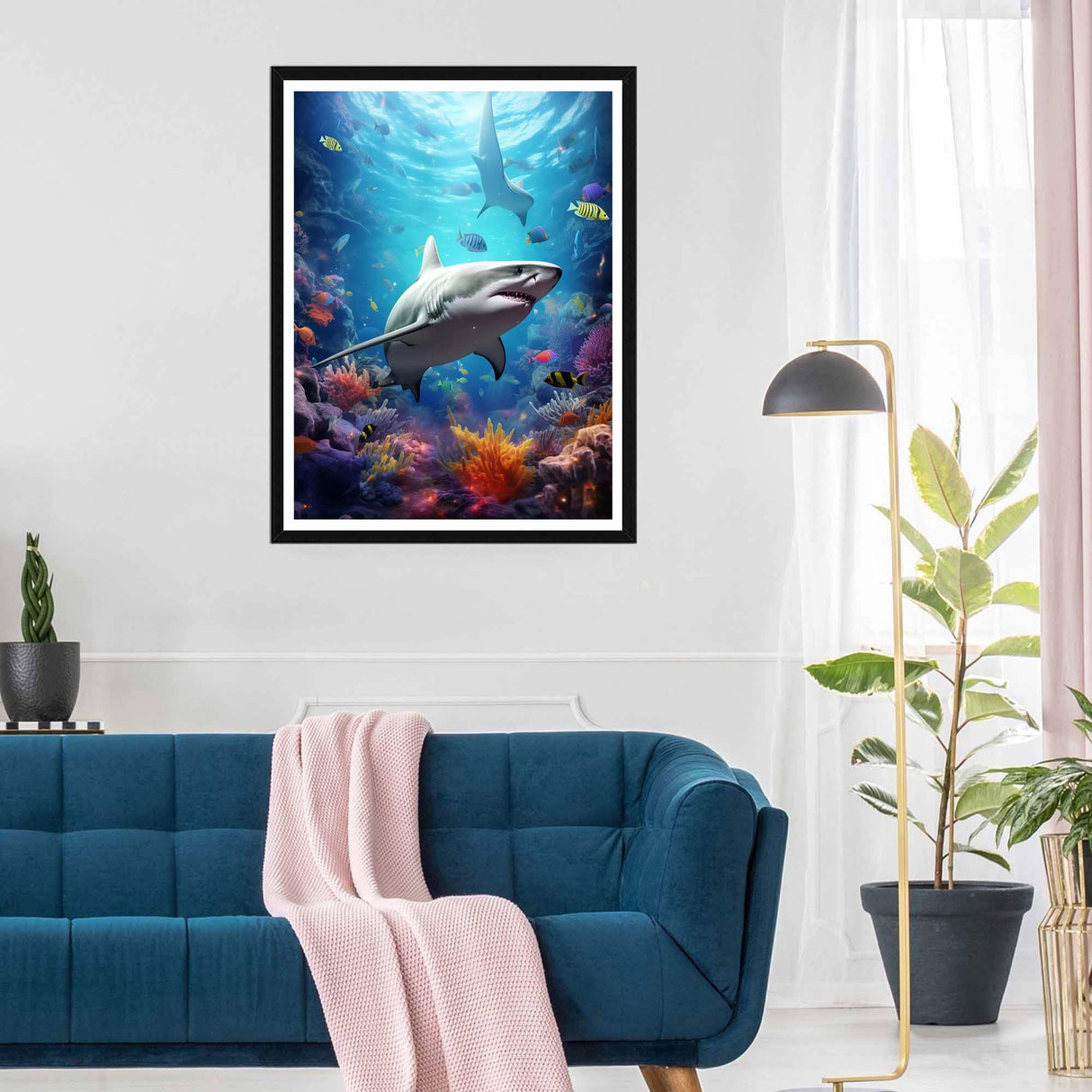 SKRYUIE 5D Diamond Painting Kits Shark - DIY Diamond Art Kits for Adults Marine Animals, Full Round Drill - Crystal Cross Stitch - Adults Craft for Wall & Office Decor - 12x16 inch SKRYUIE