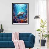 SKRYUIE 5D Diamond Painting Kits Shark - DIY Diamond Art Kits for Adults Marine Animals, Full Round Drill - Crystal Cross Stitch - Adults Craft for Wall & Office Decor - 12x16 inch SKRYUIE