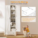 Teekyooly 70" Farmhouse Kitchen Pantry Cabinet, Tall Large Wood Storage Cabinet with 6 Adjustable Shelves, 2 Barn Doors & Drawer for Bathroom, Dining Room, Antique White Teekyooly