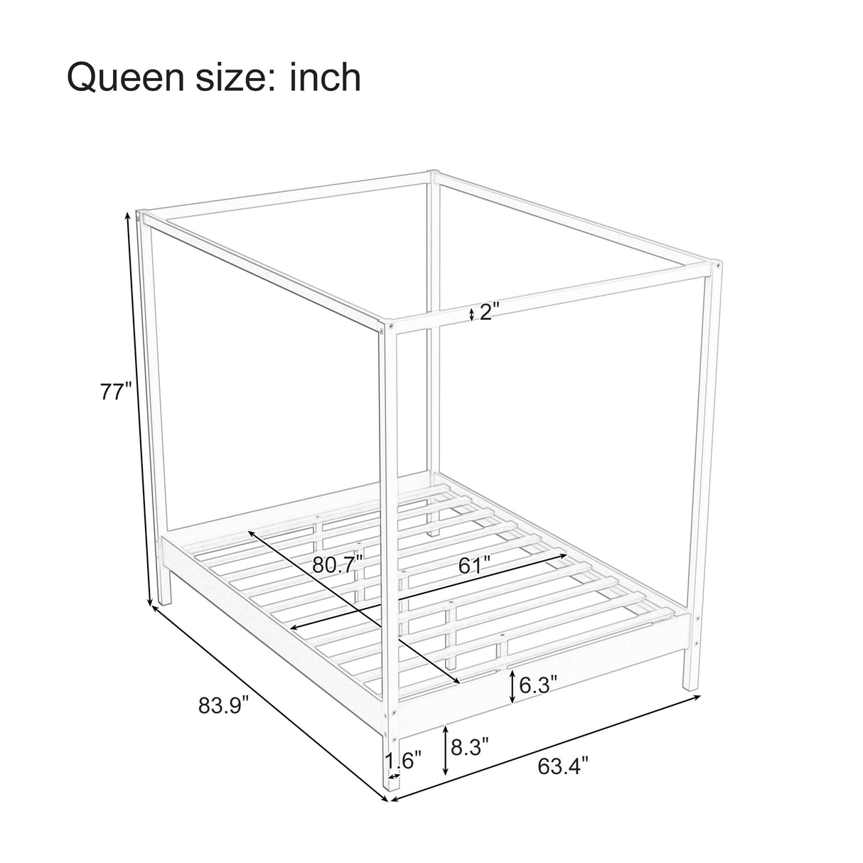 LUMISOL Queen Size Canopy Bed Frame, Four Poster Platform Bed with Slats Support, No Box Spring Needed, Natural LUMISOL