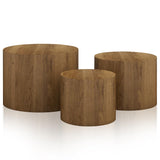 Vikiullf Nesting Coffee Table Set of 3, Round Wooden Coffee Tables, Modern Circle Table for Living Room, Bedroom, Accent Side Table End Table, Saving Space Design and No Need Assembly Vikiullf