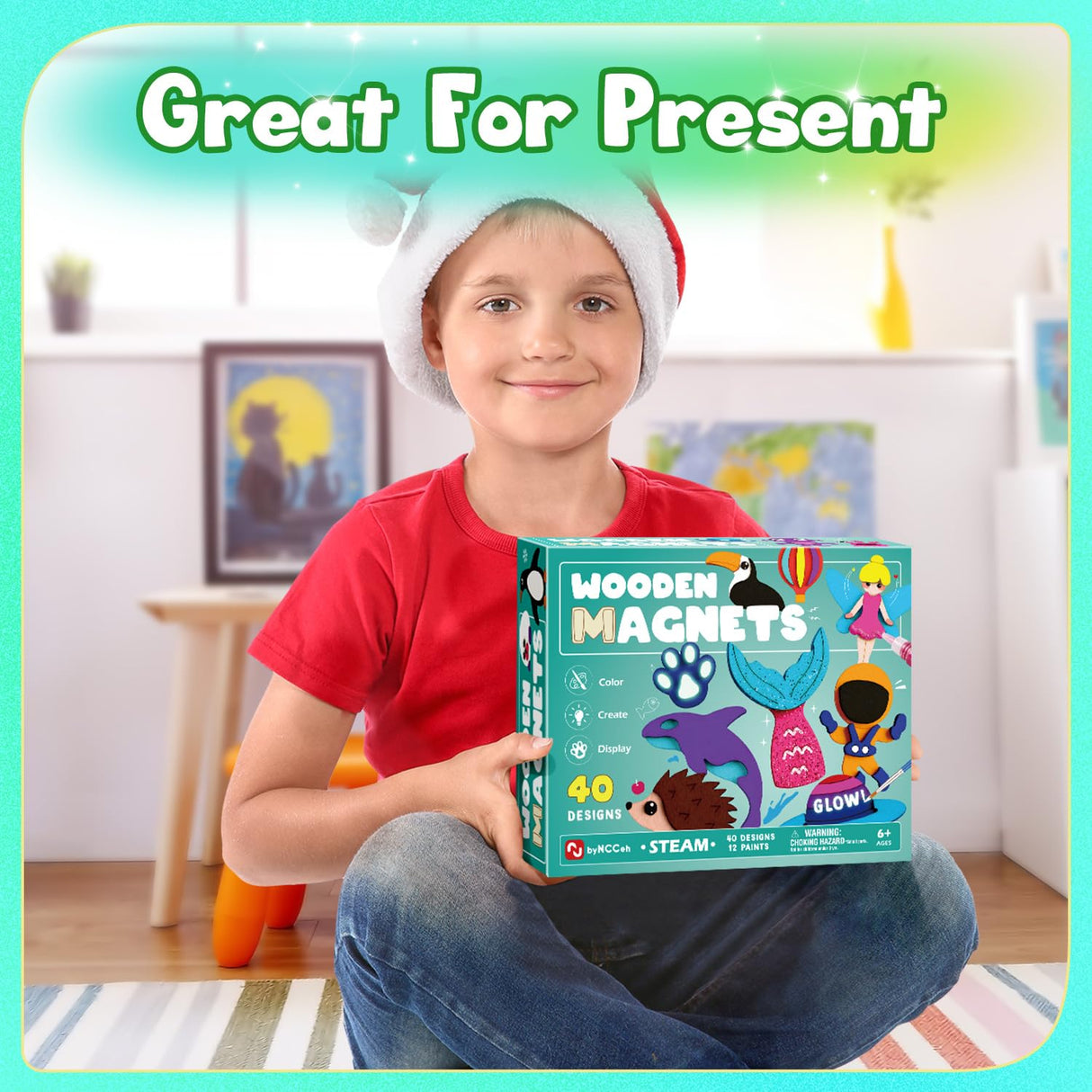 Byncceh DIY Wooden Magnets, 40 pcs Magic Magnetic Paint Set, Wood Arts and Crafts Painting Kit for Kids, Make Your Own Fridge Magnets Craft Kits Party Favors Gifts Toys for Girls Boys Ages 6-8 8-12 Byncceh