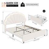 HIFIT Queen Smart LED Upholstered Bed Frame with Storage Drawers & Adjustable Velvet Headboard, Beige HIFIT