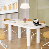 Tribesigns Conference Table, 63 Inches Modern Meeting Seminar Table for 6 People, Cream White Oval Training Table Boardroom Desk for Conference Room Tribesigns