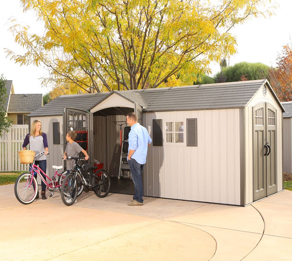 Lifetime 60127 20 x 8 Ft. Outdoor Storage Shed, Desert Sand - WoodArtSupply