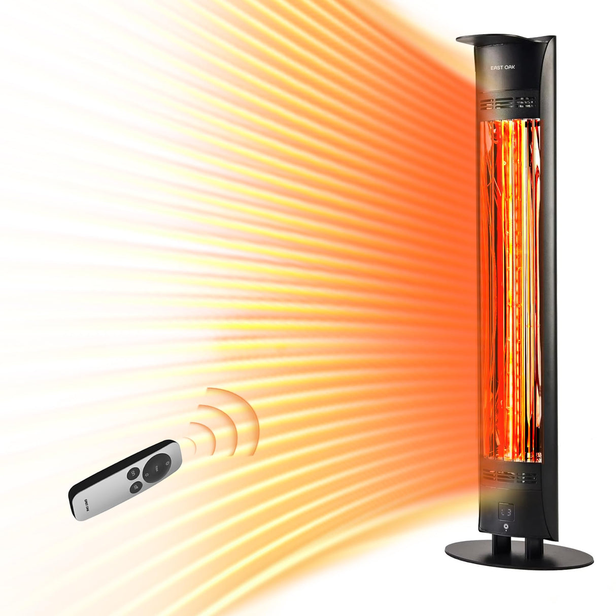 EAST OAK Outdoor Indoor Patio Heater, 1500W Electric Infrared Heater with Tip-Over & Overheat Protection, 24H Timer, Remote, IP65 Waterproof Portable Radiant Tower Heater for Garage, Decks, Backyard EAST OAK