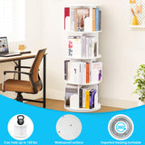 4-Tier 360-Degree Rotating Bookshelf for Kids - Space-Saving Corner Storage Rack in White ABTOR