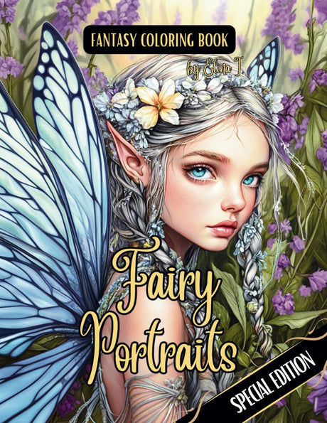 Fantasy Coloring Book Fairy Portraits Special Edition: For Adults and Teens | Black Line and Grayscale Portraits of Beautiful Fairies (The enchanting world of faires and the magical forest) WoodArtSupply