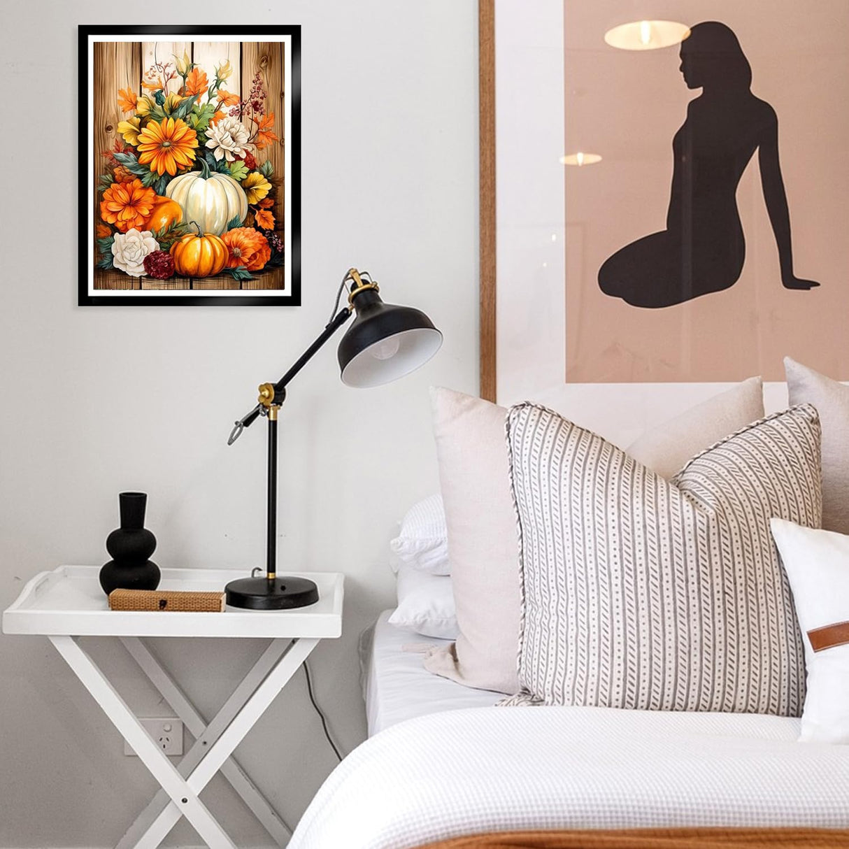 MBNTJHT Autumn Diamond Painting Kits for Adults,DIY Fall Pumpkin Diamond Art Kits for Beginners,5D Full Drill Round Gem Art Painting Craft for Home Wall Decor 12x16 Inch MBNTJHT