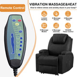 AHMED Power Recliner Chair with Vibration Massage & Heat for Adults, Faux Leather Home Theater Seating with Cup Holders/LED Lights/USB Ports/Side Pockets for Living Room, Black AHMED