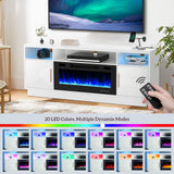 BREEZEHEAT Electric Fireplace TV Stand-Led Entertainment Center-70 inch TV Stand with 36" Electric Fireplace-Living Room Tv Cabinet with Storage for TVs Up to 80"，Modern Media Console (White) BREEZEHEAT