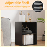 Tangkula 2-Tier Bookshelf, Open Shelf Bookcase with 7-Position Adjustable Shelf, Multifunctional Wooden Cubby Storage Display Shelf for Home Office Study Living Room (Black, 1) Tangkula