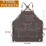 BLIRITEL Canvas Work Aprons for Men with Tools Pockets,Heavy Duty Adjustable Tools Apron, Woodworking Apron for Carpenters Mechanic (Grey) BLIRITEL