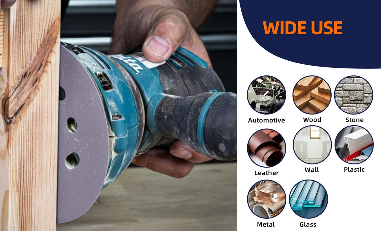 80pcs 5 inch 8 Hole Sanding Discs Hook and Loop 1500/2000/2500/3000/4000/5000/7000/10000 Grits Wet Dry Sandpaper with 2pcs Interface Pad for Random Orbital Sander Automotive Wood Metal Polishing TolleSonne