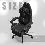 Dowinx Gaming Chair Fabric with Pocket Spring Cushion, Massage Game Chair Cloth with Headrest, Ergonomic Computer Chair with Footrest 290LBS, Black Dowinx