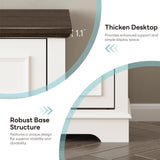 LIKIMIO Farmhouse 7 Drawer Dresser for Bedroom, Wood Rustic Chest of Drawers with Round Metal Handle, Large Storage Dresser Organizer TV Dresser for Living Room, Hallway, Entryway, Off White LIKIMIO