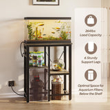 Becuddler 10 Gallon Fish Tank Stand with Charging Station, 20 x10 Metal Aquarium Stand with 3-Tiers Adjustable Storage Shelves, 6-Legs Reptile Terrarium Stand, 264 LBs Becuddler