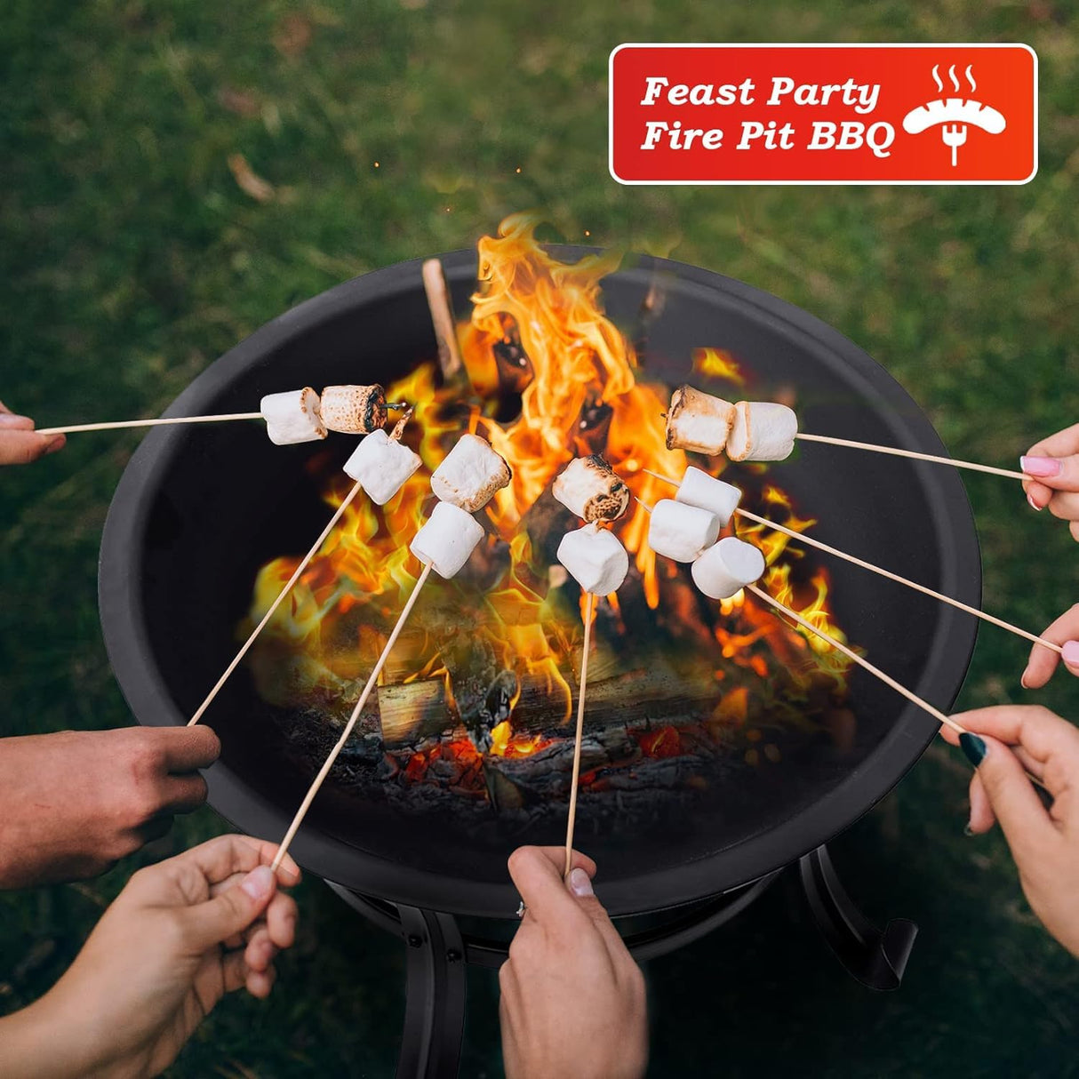 SINGLYFIRE 22 inch Fire Pit for Outside Outdoor Wood Burning Small Bonfire Pit Steel Firepit Bowl for Patio Camping Backyard Deck Picnic Porch,with Spark Screen,Log Grate,Poker SINGLYFIRE