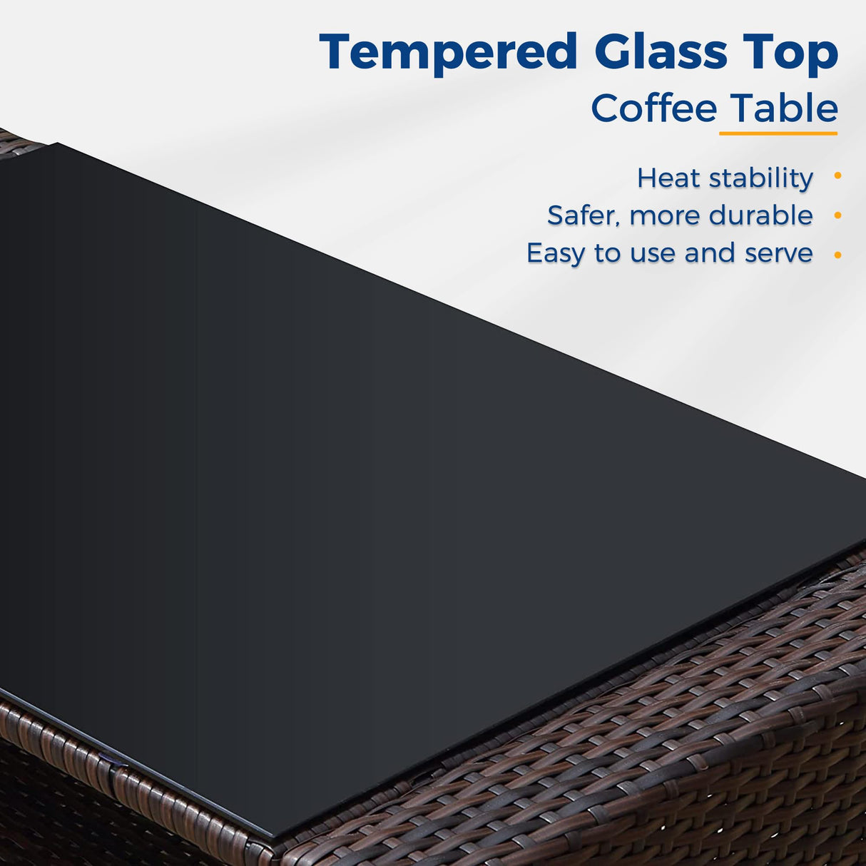 Wisteria Lane 4 Piece Outdoor Patio Furniture Sets, Wicker Conversation Set for Porch Deck, Brown Rattan Sofa Chair with Cushion Wisteria Lane