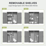 Gizoon Outdoor Storage Cabinet with Waterproof Roof, Double Lockable Doors Garden Shed with 2 Removable Shelves, Wooden Storage Shed with Large Storage Space for Patio, Garden, Backyard, Lawn, Grey Gizoon