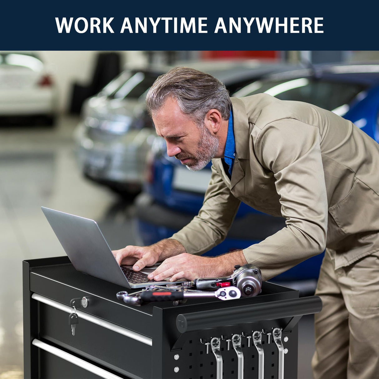 5-Drawer Metal Rolling Tool Chest with Wheels,Tool Storage Cabinet With Locking System，Toolbox with Wheels for Garage, Warehouse, Workshop, Repair Shop(Black) OAKANDO