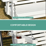 Outsunny Porch Swing with Chains and Cupholders, 2 Person Wooden Patio Swing Chair, 440 lbs. Weight Capacity, for Garden, Poolside, Backyard, White Outsunny