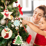 OurWarm 40pcs Wooden Christmas Ornaments Crafts for Kids, DIY Christmas Crafts Ornament Making Kit Unfinished Wood Slices with Holes, Hanging Christmas Centerpieces Decorations, 4 Styles OurWarm