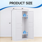 Metal Wardrobe Closet with Doors, 72" Tall Almirah for Clothes with Hanging Rod and Adjustable Shelve, Armoire for Home, School, Employee, Gym (White, Without Drawers) heycode