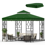Morikoro 10x10 Canopy Replacement Top Canopy Cover Replacement 10x10 FT Double Tiered Gazebo Covers for Yard Patio Garden Canopy Sunshade (Green with lace) Morikoro