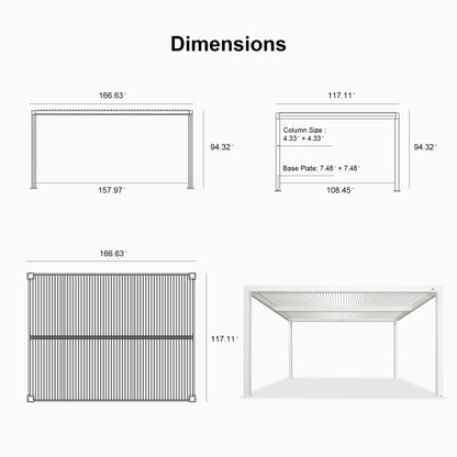 PURPLE LEAF Outdoor Louvered Pergola 10'x14' White Aluminum Pergola Modern Shade Gazebo with 2 Independently Adjustable Rainproof Hardtop for Patio Garden Yard - WoodArtSupply