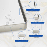WEER 48X36 Inch Brushed Nickel Bathroom Mirror, Brushed Silver Metal Frame Mirror, Rounded Rectangle Silver Bathroom Vanity Mirror, Tempered Glass, Anti-Rust, Hangs Horizontally or Vertically WEER
