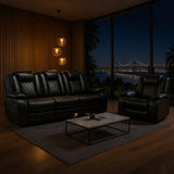 COMHOMA Power Living Room Furniture Sets,Electric Recliner Chair with LED Light,Sectional Sofa Loveseat with Wireless Charging,Spacious Storage, Cup Holeders,3+1 COMHOMA