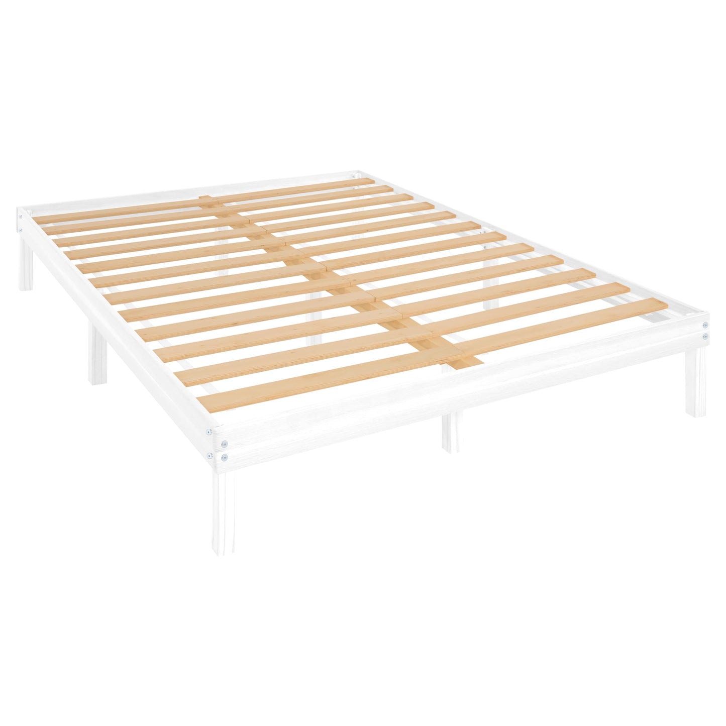 Naomi Home Linda 14 Inch Solid Wood Platform Bed Frame with Under Bed Storage – White - WoodArtSupply