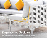 NICESOUL 7 Pieces 25.6" Deep Seat Patio Conversation Sets, White Open Weave Rattan Durable Patio Sectional Sofa, Weather Resistant Outdoor Seating Set for Backyard Terrace Porch, Light Grey NICESOUL
