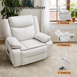 Jocisland Oversized Power Lift Recliner Chairs for Adults, Electric Lazy Boy Recliners for Elderly with USB Port, Large Lay Flat Reclining Sofa for Living Room Bedroom, Faux Leather, White Jocisland