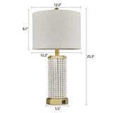 Reaketon 24.5" Farmhouse Table Lamp 3-Way Dimmable Touch Control Table Lamp Set of 2 with for Bedroom Wood Beaded Table Lamp for Living Room Rustic Nightstand Bedside Lamps(2 Bulbs Included) Reaketon