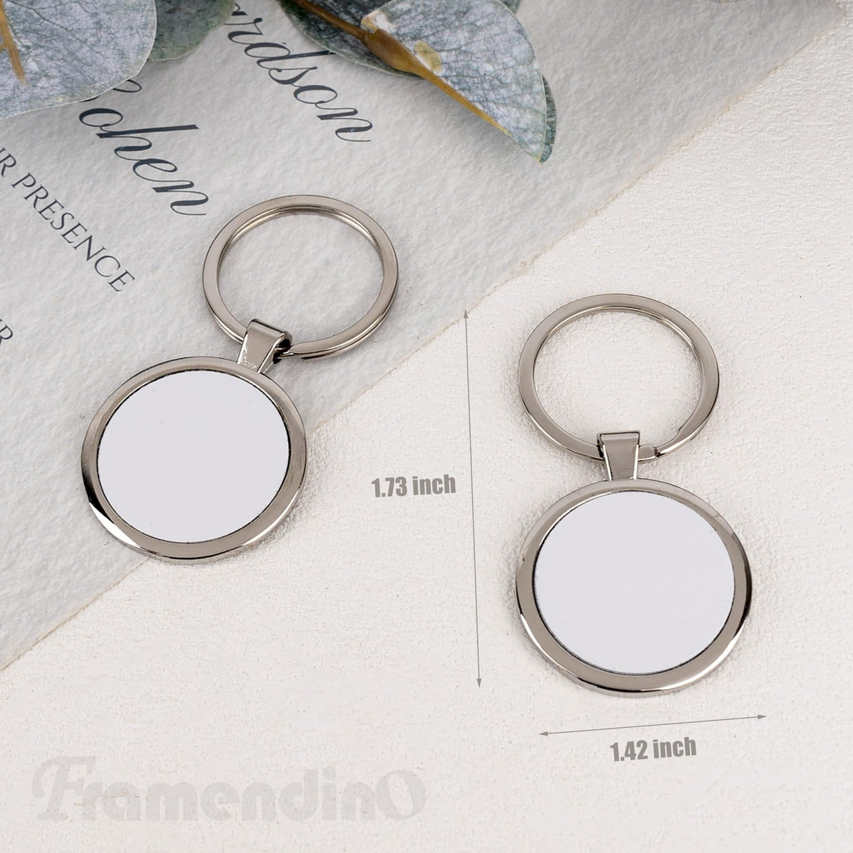 Framendino, 10 Pack Sublimation Keychains Blanks Metal Heat Transfer Round Press Keychain for DIY Crafts Photo Framendino