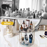 Asayuee 360 Rotating Makeup Organizer,2 Tier Large Capacity Make Up Organizers and Storage,Skincare Perfume Vanity Organizers,Bathroom Cosmetics Storage Organizer Countertop(Clear-2 Tier) Asayuee