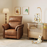 GarveeHome Power Recliner Chair, 270° Swivel Rocking Glider with USB Charging Port, PU Leather Upholstered Fabric and Double-Layer Armrests, Nursery Chair for Living Room, Nursery (Orange) GarveeHome