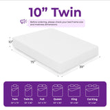 GAESTE 10 Inch Twin Cooling Gel Memory Foam Medium Firm Mattress Breathable Pressure Relief CertiPUR-US Certified Mattress-in-a-Box for Kids and Adults No Fiberglass (Twin, 10 in) GAESTE