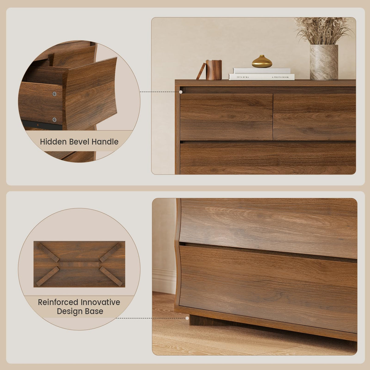 SUCSSRICH Tall Dresser for Bedroom, 52.8" Tall Dresser with 7 Drawers, Wood Dressers & Chests of Drawers, Accent Upright Drawer Organizers for Closet, Hallway SUCSSRICH