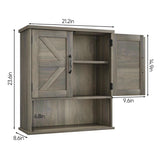 Mino Kesper Bathroom Wall Cabinet with Barn Doors, Wall Mounted Bathroom Storage Cabinet, Farmhouse Style, Adjustable Shelf, Wall Mounted, Grey Mino Kesper