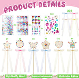 Equsion 72 Pcs Foam Princess Crowns DIY Tiaras Kids Party Princess Supplies Rhinestone Sticker Wooden Wand for Birthday Party Girls Making Your Own Tiara Equsion