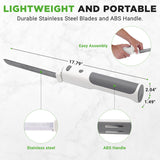NutriChef Cordless Electric Knife | Easy to Use Constant ON/OFF Safety Function Button | Carve Turkey, Meats, Poultry, Bread, Cheese & More | Lightweight with Contoured Grip Handle | White & Grey NutriChef
