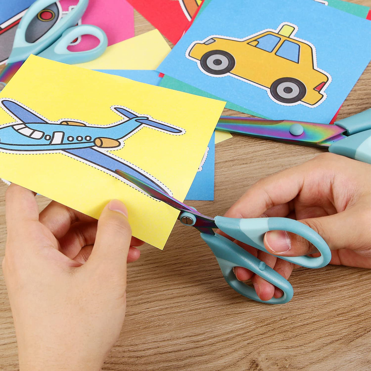 Craft Scissors, All Purpose Sharp Titanium Blade Shears, Comfortable Grips, School Scissors Set of 3 pack, Ideal for Office, Home, Sewing, Fabric, Kitchen, Arts and DIY Supplies, 9.3"/8.5"/5.6", Blue Ailile