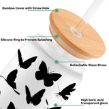 ZREGGUR 25 packs 16oz Sublimation Glasses with Bamboo Lid and straw,Can Shaped Glass Cups, Beer Glasses, Iced Coffee Glasses, Cute Tumbler Cup, Ideal for Cocktail, Whiskey （Frosted） ZREGGUR