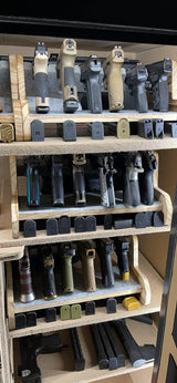 Aoanoko Pistol Rack for Gun Safe, Handgun Rack with Non Slip Carpeted Surface, Pure Wood Made Pistol Stand for Gun Cabinet Storage Pistol Storage, 6 Slots Pistol Stand Aoanoko